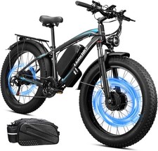 Dual Motor 5000W Peak Electric Bicycle, 45MPH 100 Miles 52V 36AH 26" Fat Tire US