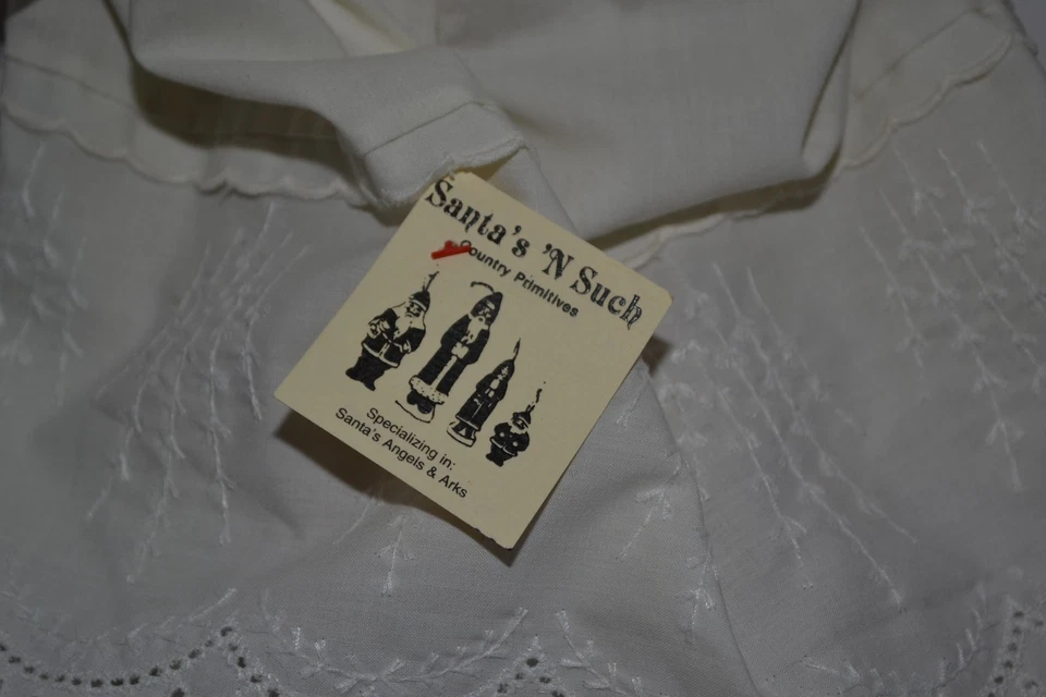 Primitive Handmade Shappy FolkArt Cottage Country Angel with Vintage linen dress - Image 4 of 4