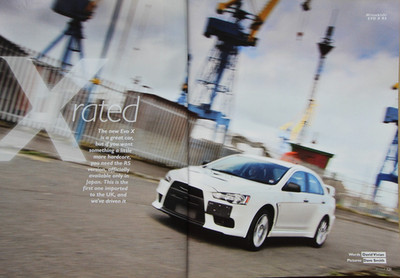 Original 2008 EVO extracted mag article: MITSUBISHI EVO X RS version driven