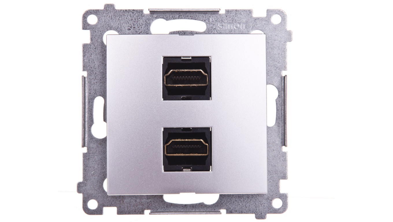 Simon 54 Dual HDMI Female Silver Matte DGHDMI2.01/43