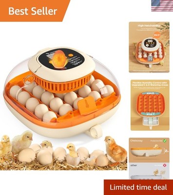25 Egg Incubator, Automatic Egg Turner with Thermometer Seat and Humidity Con...