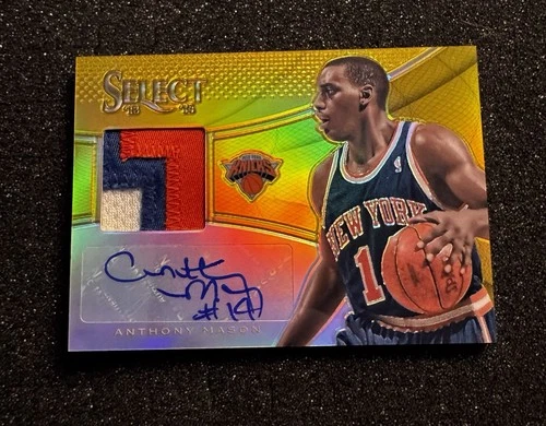 ANTHONY MASON 2013-14 Panini Select GOLD PRIZM PATCH AUTO #10/10 Knicks Legend