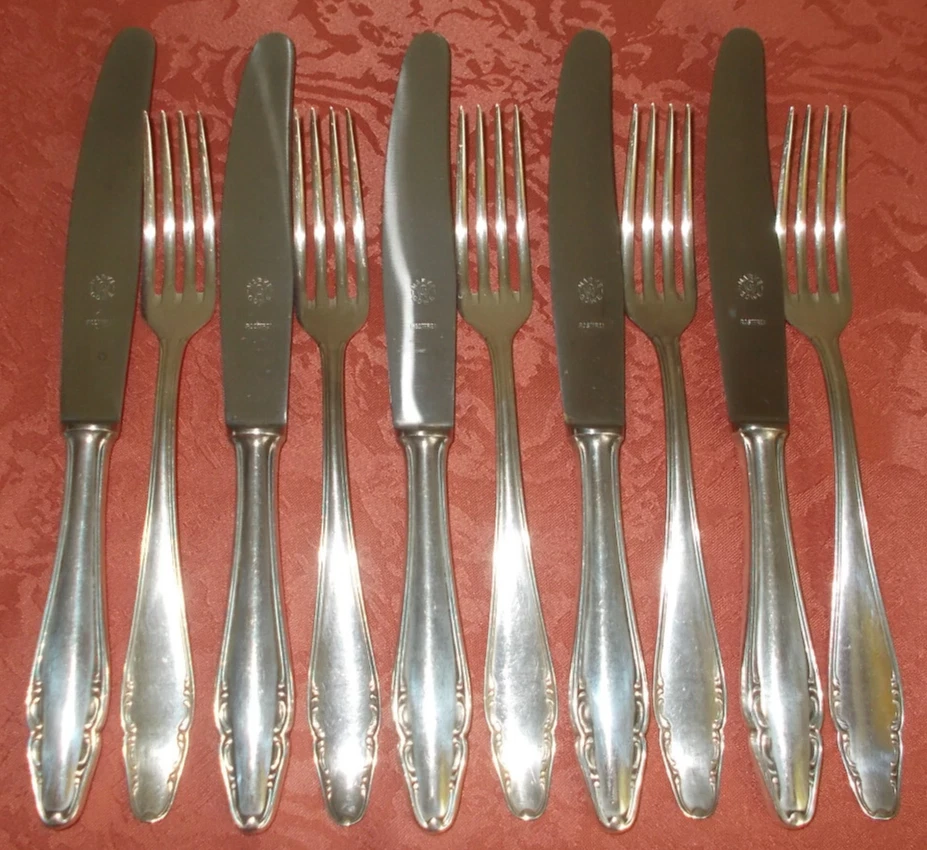 Gowe Sondermuster 202 Kampf Besteck 100er Versilbert Gottlieb Wellner Aue Auerh. - Bild 2 von 4