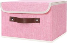 Small Size, Storage Bin with Lid Storage Boxes with PU Leather Handles PP P