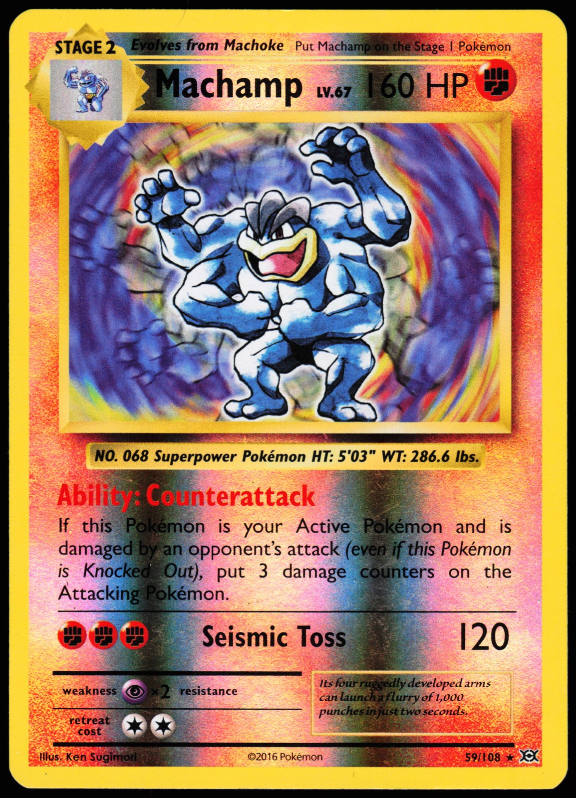 Pokemon Card - Machamp XY Evolutions 59/108 Reverse Holo Rare