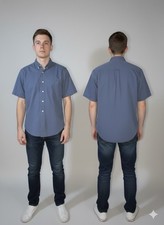 Eddie Bauer Men  s Button Down Shirt Size M Blue Short Sleeve 100 Cotton