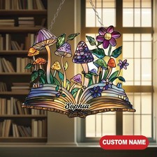 Fantasy Book Window Acrylic Suncatcher, Gift for Readers and Nature Lovers