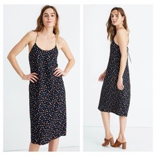 Madewell Size 8 Tie Back Slip Dress Prairie Posies Floral Print Midi Scoop Neck