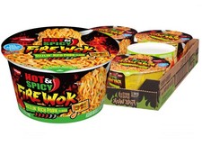 Nissin Hot  Spicy Fire Wok, Sizzlin' Rich Pork, 4.37 Ounce Pack of 6 