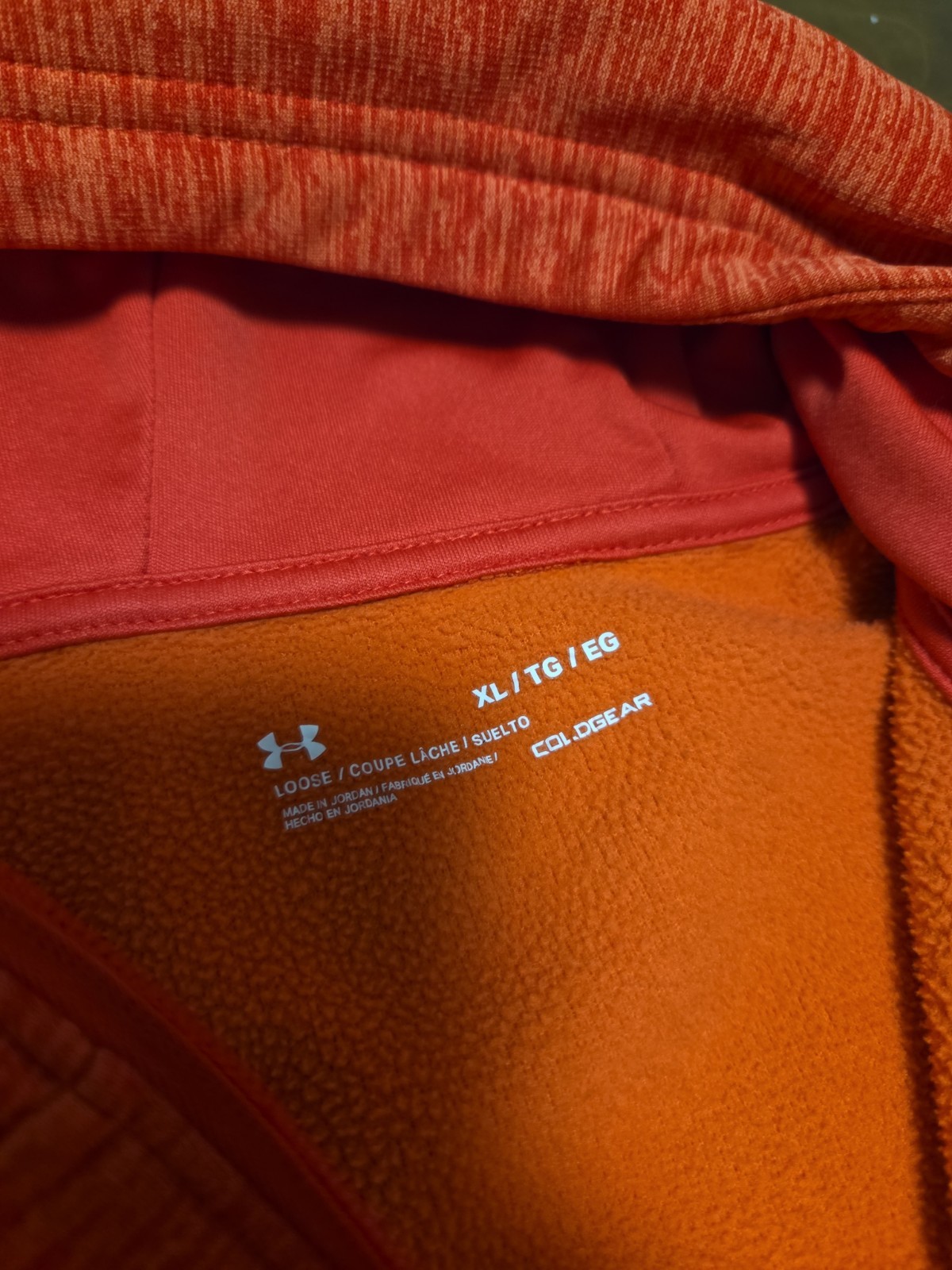 Under Armour ColdGear Mens XL 1/4 Zip Fleece Hoodie Sweatshirt Red Orange Loose image 4