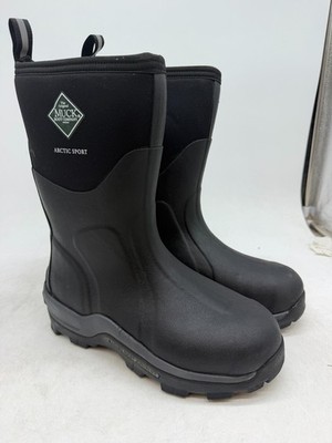 Muck Arctic Sport Mid Rain Boots Men's Black Pull On Round Toe Waterproof - 8