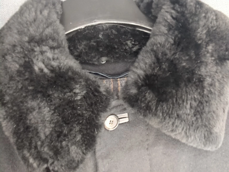 Brioni Para Hombres 56 Negro Cachemira Bremberg Cuero Seda Cuello de Piel Extraíble + Forro Foto 4 de 4