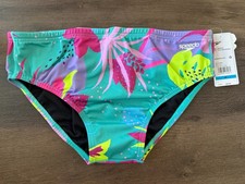 Speedo Eco Endurance Floating Floral Swim Brief Aqua Multi Mens 36 NWT