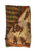 Women Silk Chiffon Beige Sari Floral Print Indian Wear Lightweight Sari PGS1838