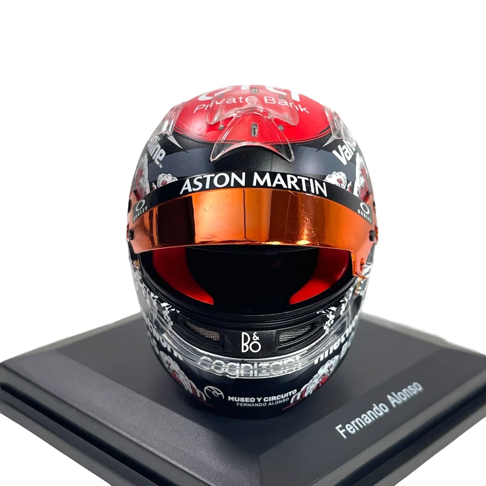 Mini Helmet Spark 1/5 Aston Martin Aramco F1 Team Fernando Alonso Japan GP 2024 - Immagine 4 di 4