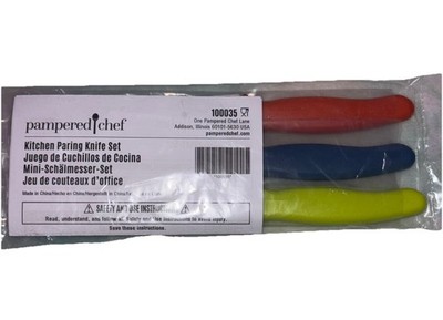 PAMPERED CHEF KITCHEN PARING KNIFE SET OF 3 #100035 NEW