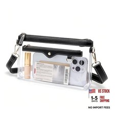 Clear Bag for Stadium Events, Stadium Approved Clear Purse for Small Black