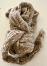 2.1oz Premium Artisan Rustic Taupe Cashmere Roving Natural Luxury Tweed H6