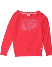 ADIDAS Womens Graphic Sweatshirt Jumper UK 12 Medium Pink Cotton CB13