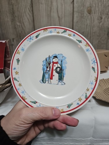 ENCHANGED FOREST, Snowman, 16 pc Christmas DINNERWARE SET, New, Menards, 2003 - Picture 6 of 19