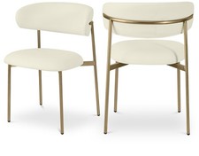 Meridian Furniture Lupita Cream Vegan Leather Dining Chair (Set of 2)