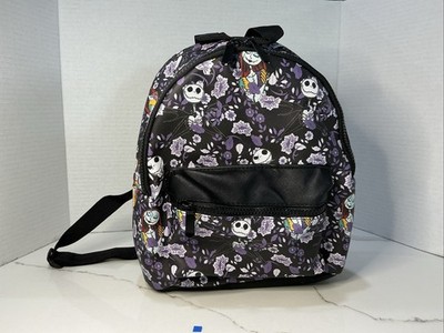 Nightmare Before Christmas Mini Backpack Bioworld Jack And Sally Purple Flowers