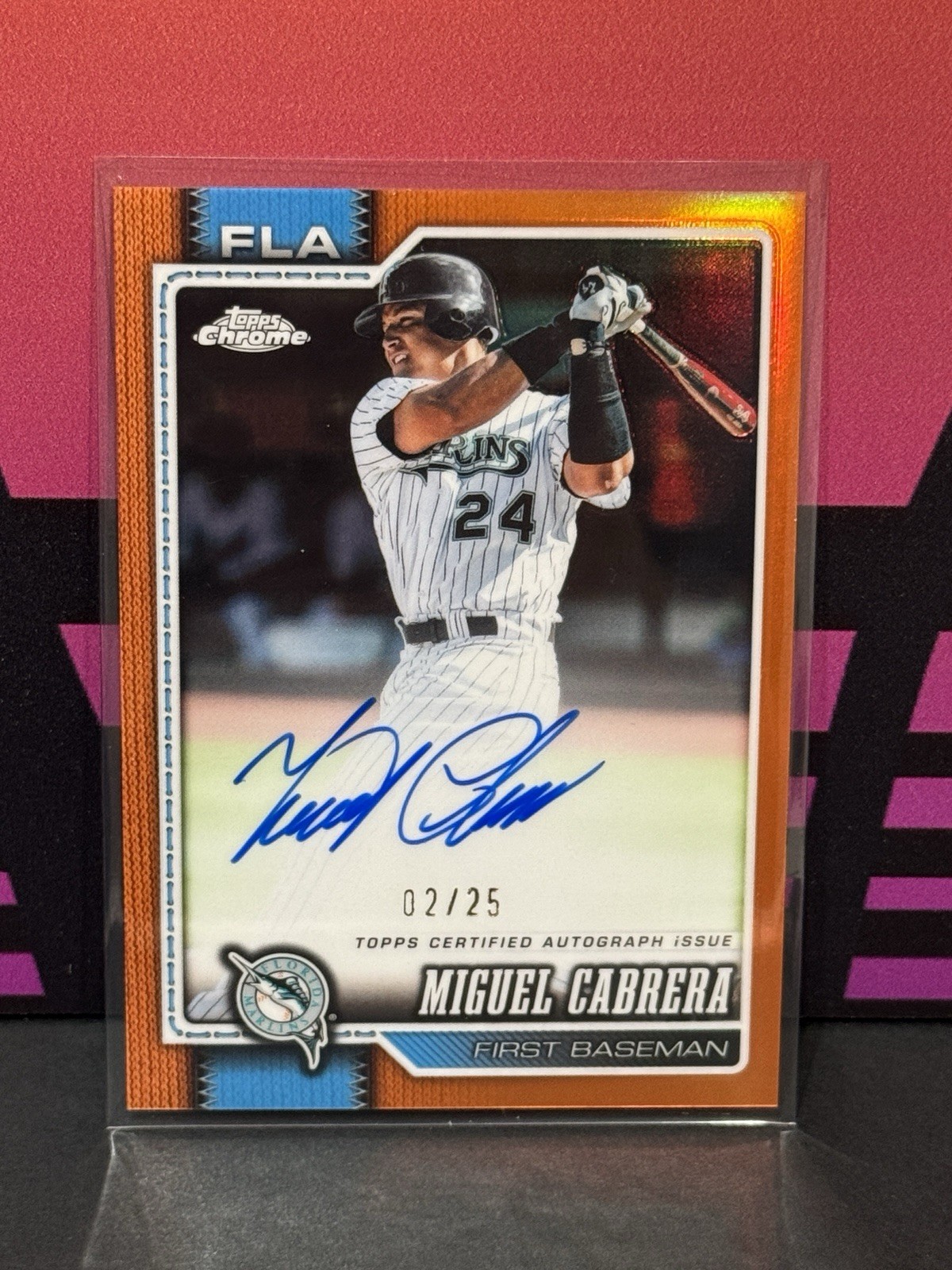 Miguel Cabrera Orange Refractor /25 Legends Auto 2026 Topps Chrome CLA-MC