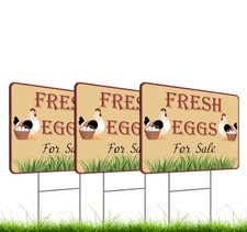Double Sided 12x16 Inches Fresh Eggs For Sale Sign with Metal H-Stakes Sign