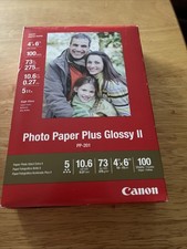 Canon PP-201 Photo Paper Plus Glossy II, 4x6 inch - 100 Sheets, PIXMA, NEW. 1