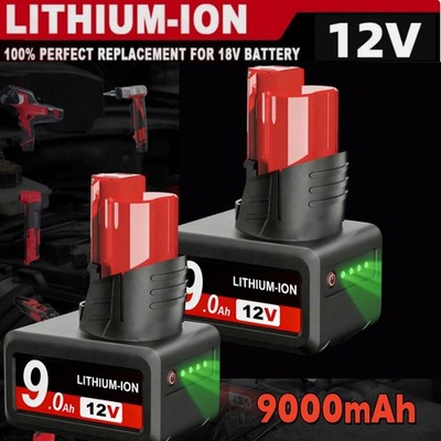 9.0Ah LED For Milwaukee for M12 LITHIUM Extended Capacity Battery/Charger US