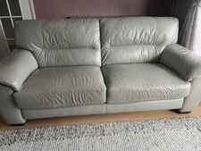Furniture Village Silver Grey Leather Suite
