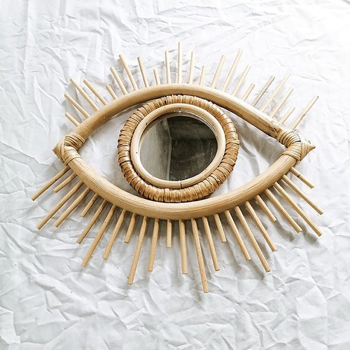 Nordic Woven Eye Hanging Mirror Eye Wall Rattan Mirror Decor Wall Mirror - Bild 22 von 23