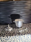 Vintage SHERIDAN Silver Plate Milk Glass Lined ICE BUCKET with Lid Tongs.  127
