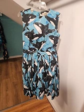 Hearts and Found Clarence dress in one of a kind orca whale print GUC size XL