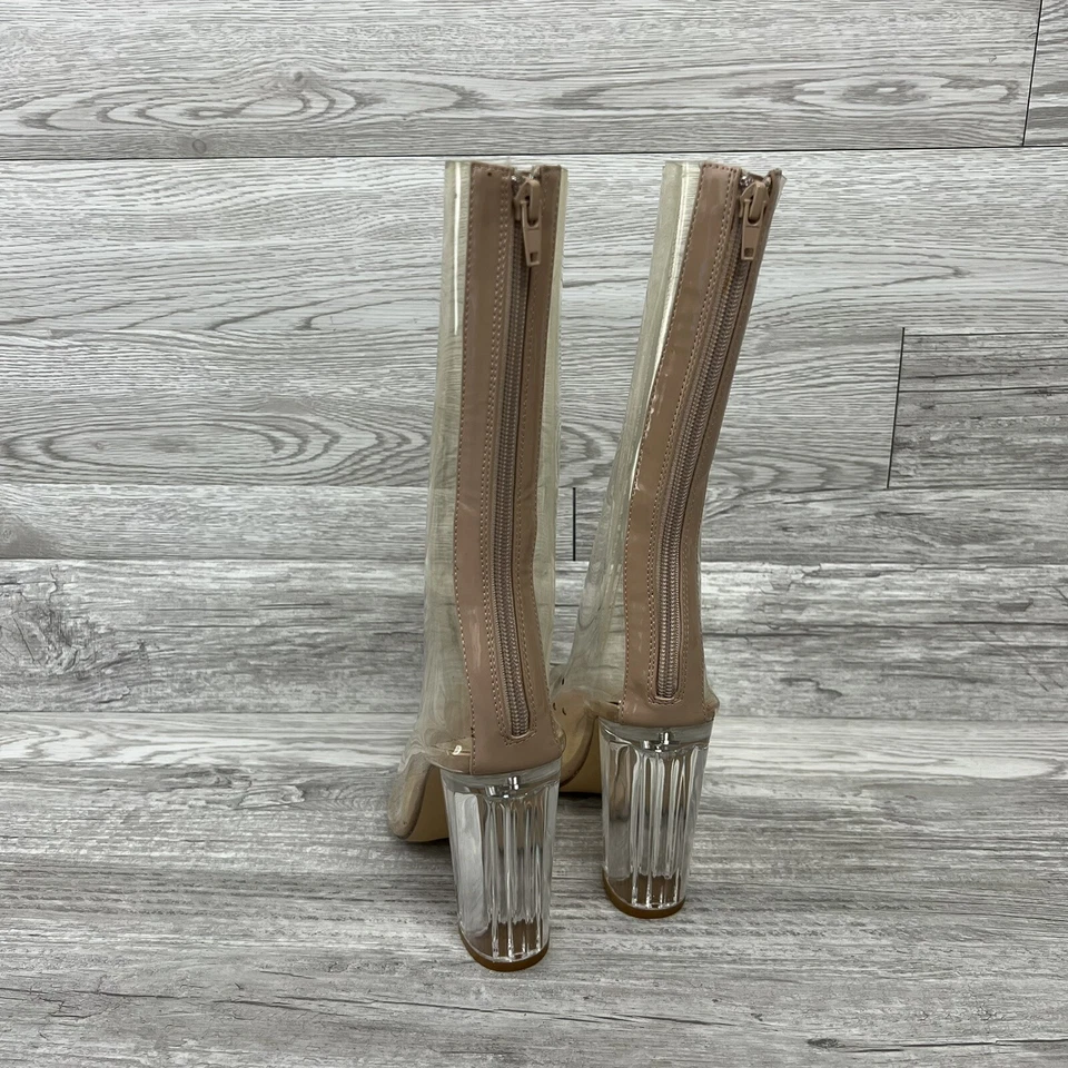 Модный новый женщин вкратце пальцы на высоких каблуках прозрачный молнии ботильоны Clubwear - Изображение 2 из 4