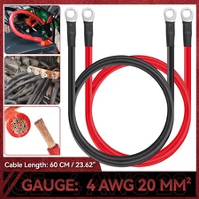 4 Gauge Inverter Battery Positive Negative Cables Set Pure Copper For RV 4 AWG