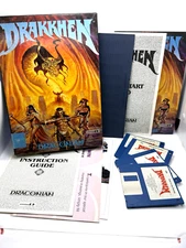 1989 Drakkhen  IBM Big Box PC Game , 3.5 Diskettes, 1989 Complete - Data east