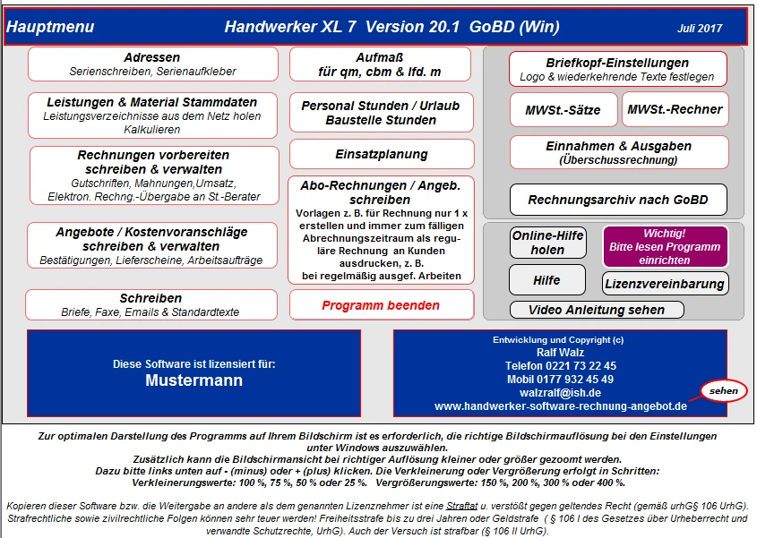 Handwerker Software XL 7 alle Gewerke Rechnung Angebot Aufmaß etc. GOBD-KONFORM - Bild 2 von 4