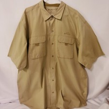Eddie Bauer Classic Fit Men Beige Short Sleeve Button up Size 2XL embroider Logo