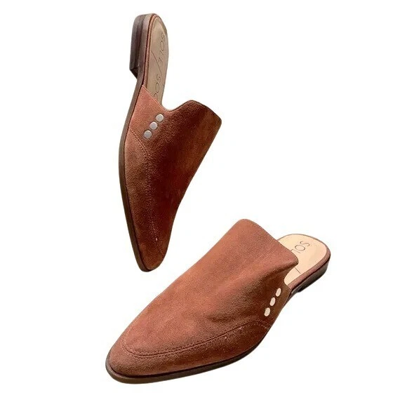 Sole Society Ellyanah Suede Leather Slip-On Mules Rose Brown Slides Womens 8.5 - Image 3 of 4
