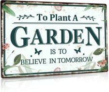 Garden Sign, Decorative Outdoor Backyard Decor, Gift for Gardeners, 12X8 Inches