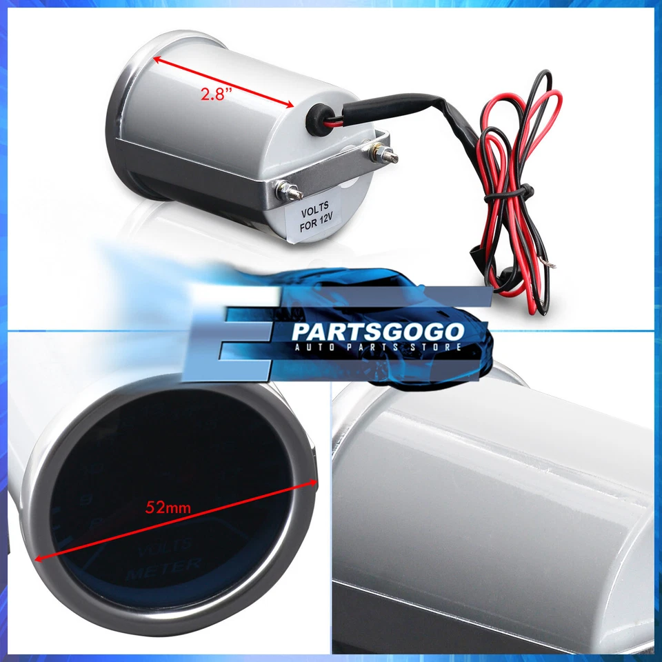 Universal 2" 52MM JDM VIP Voltage Reverse Glow Gauge Smoke Tint - Image 2 of 4