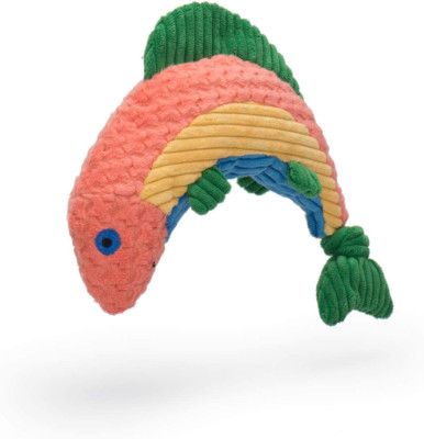 SAGEFINDS Trout Knottie  Tuffut Dog Toy | Squeaky Chew Toy | Plush Crinkle Toy |