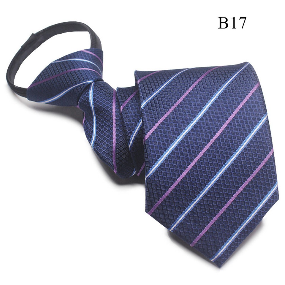 Cravatta Da Uomo Con Cerniera Pigra A Righe In Tinta Unita A - Foto 2