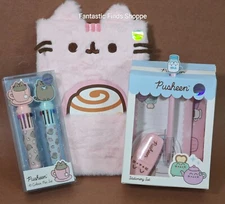 Pusheen the Cat Pink Furry Notebook + 10 Color Pen 2Pack + Stationery Set UNUSED