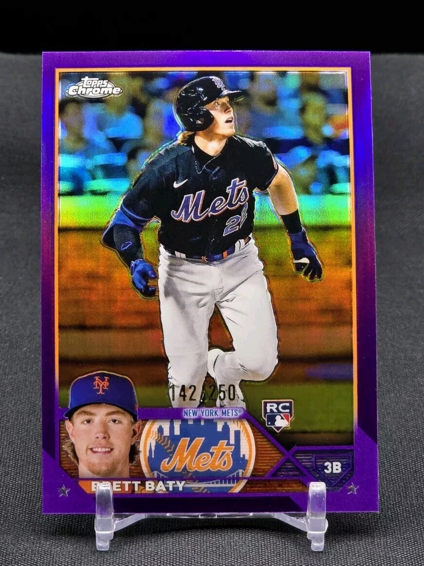 BRETT BATY RC 2023 Topps Chrome #204 TRUE Purple SN# 142/250 Mets Rookie