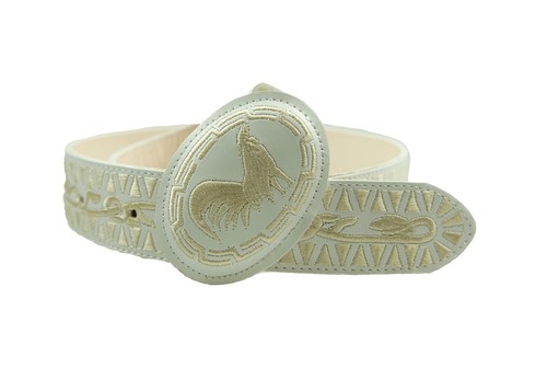 Silver Tone Concho Medallion Chain Belt with White Stones  display picture 1