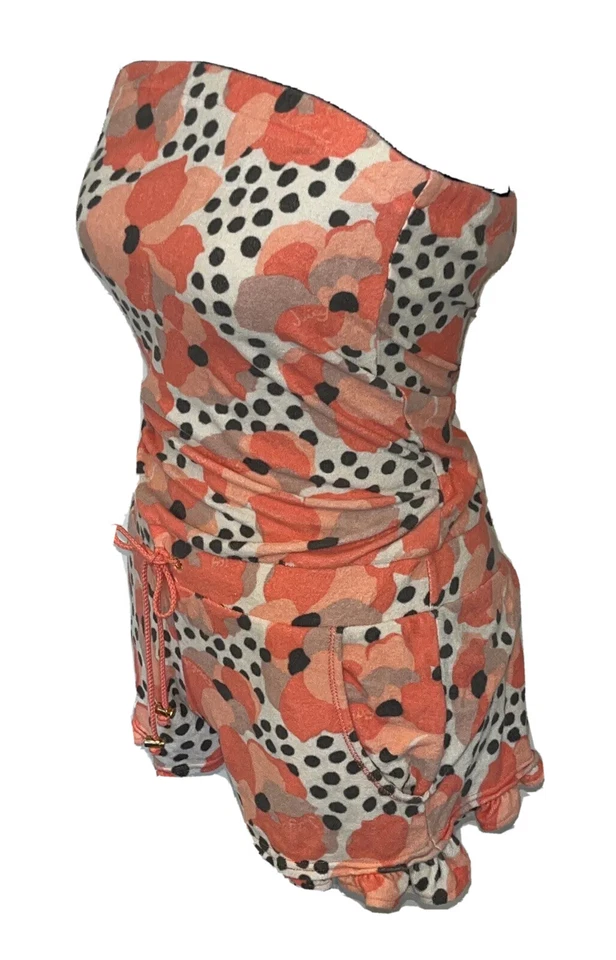 Sexy Mameluco Juicy Couture S Rosa Punto Floral Vintage Terry Lujo Playa Encubrimiento Foto 3 de 4