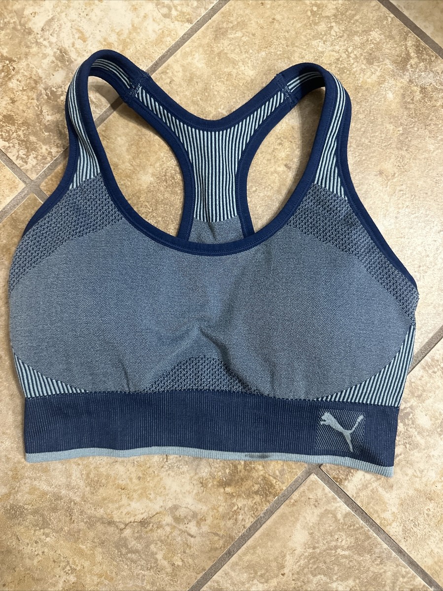 PUMA Size S Womens Blue Wireless Padded Racerback Sports Bra 6B