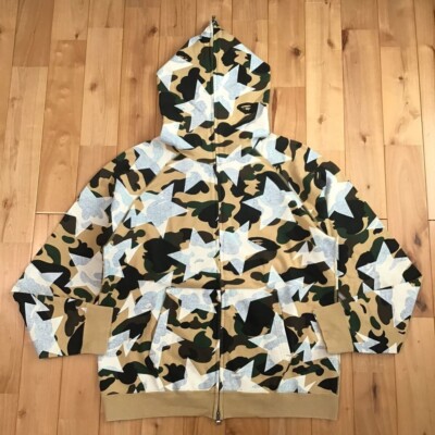 BAPE Star full zip hoodie a bathing ape BAPE STA NIGO Yellow Size M mens Japan!!